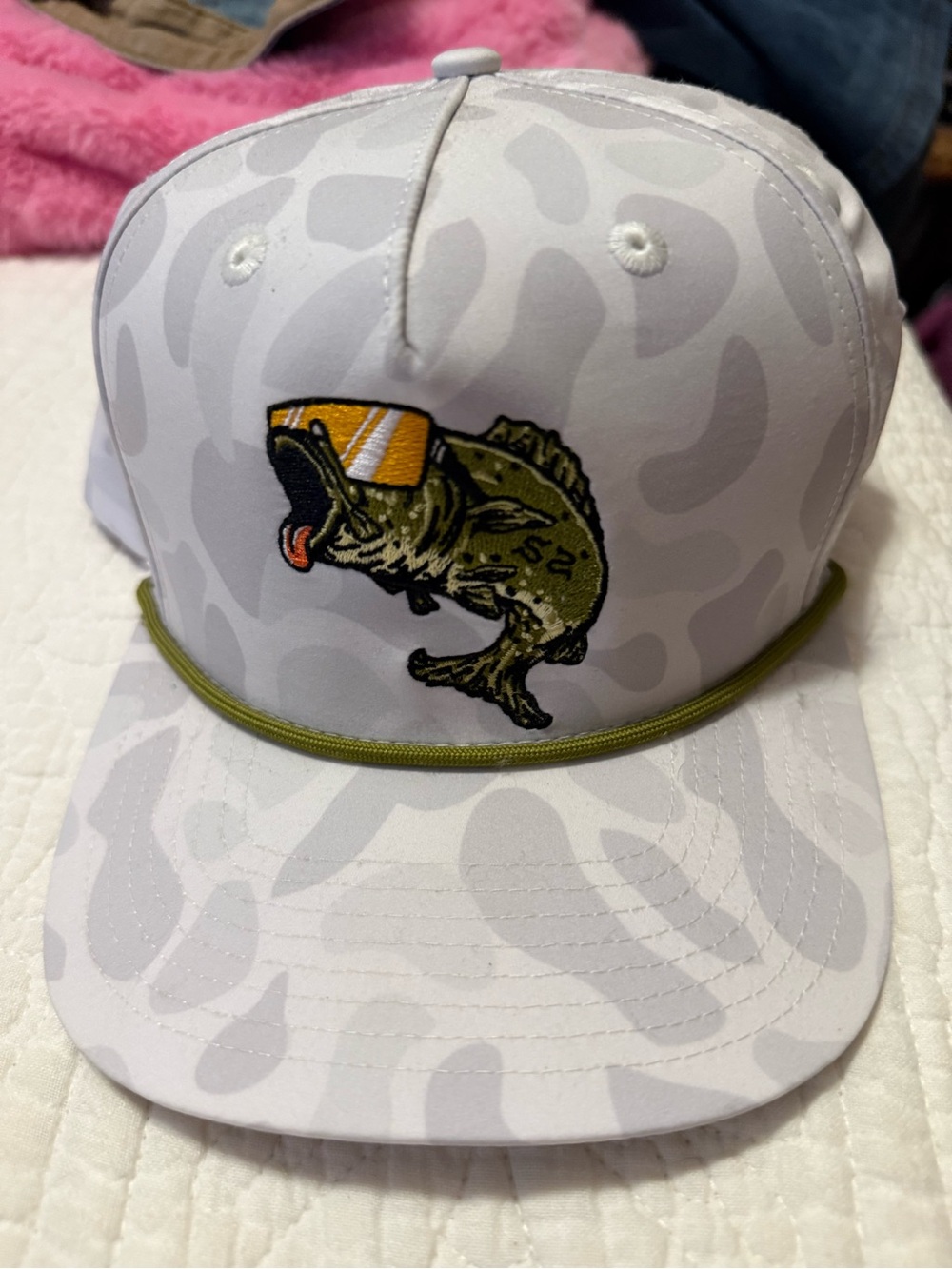 Southern String White Camo Fishing Bass Trucker Hat